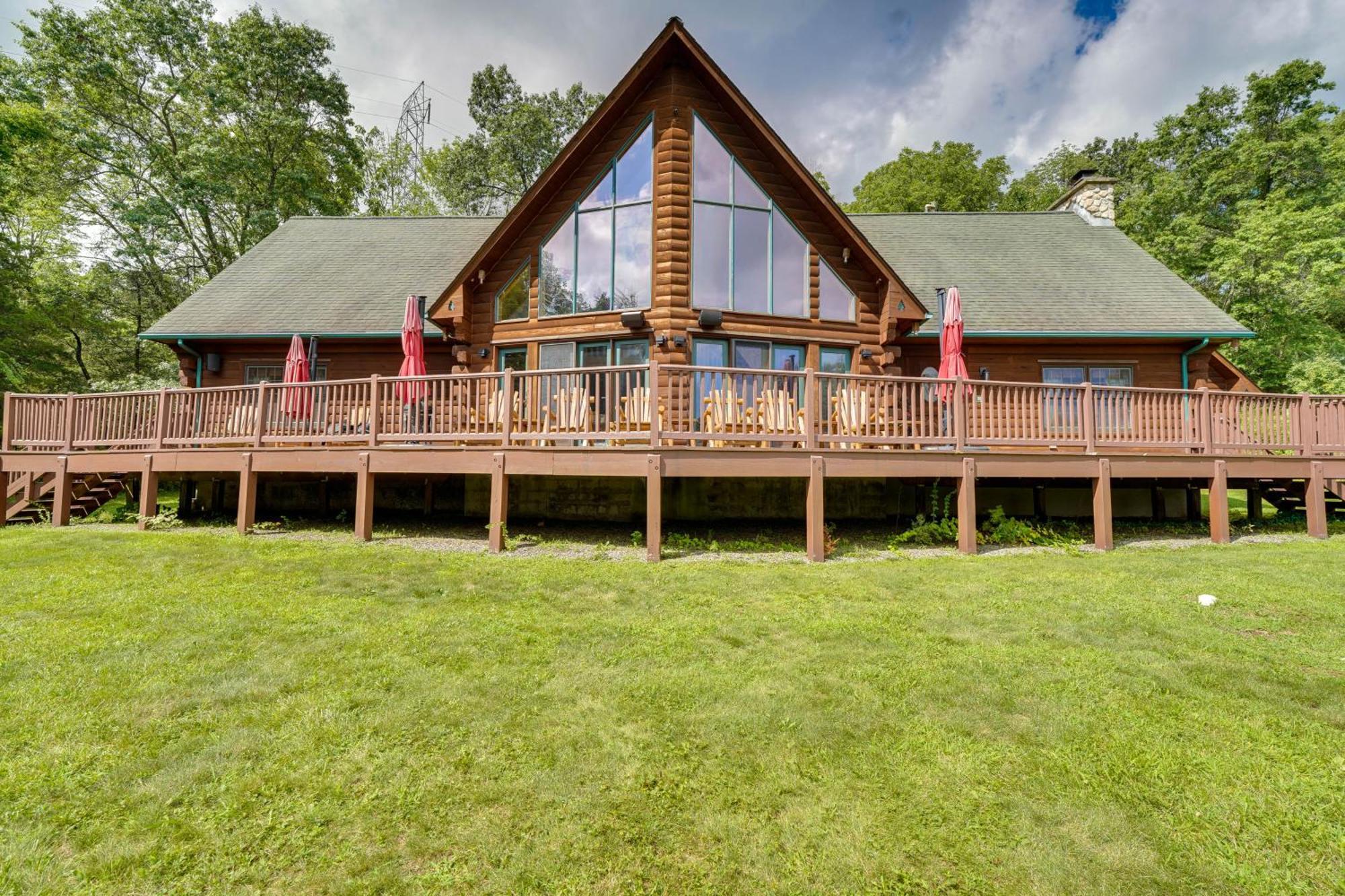 Luxury Log Cabin With Ev Charger And Mtn Views! Blairstown Exterior foto